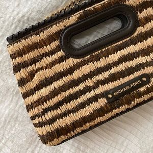 Michael Kors straw clutch crossbody